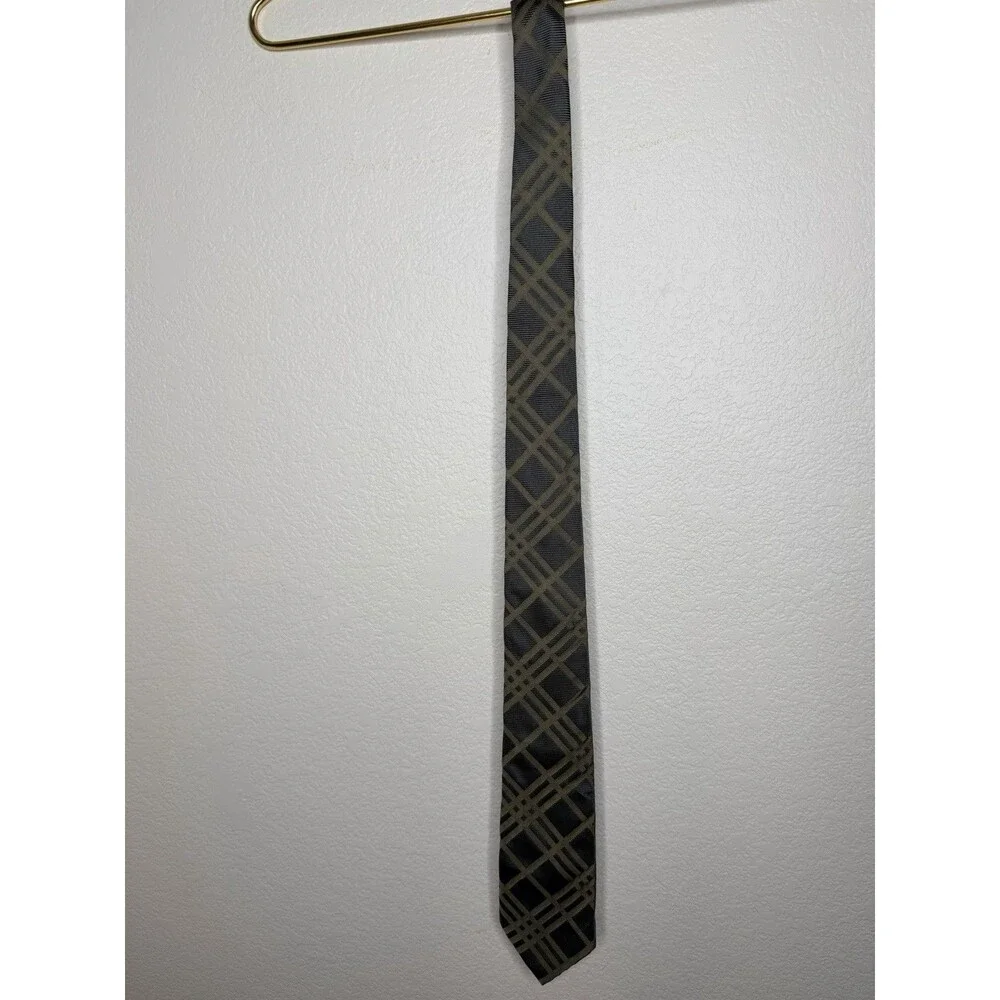 Burberry London Brown Check 100% Silk Tie Necktie Hand Made In Italy 3”